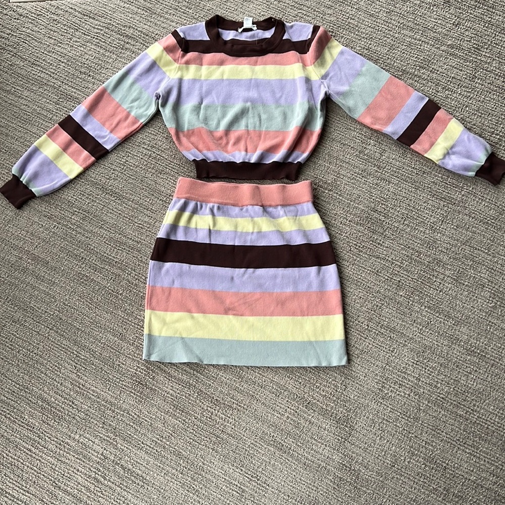 crop mini multi stripe cotton set